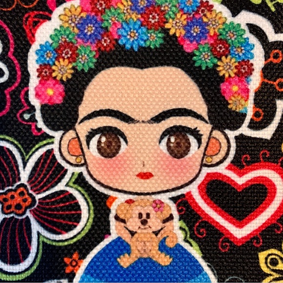 Frida Kahlo Black Floral Handmade Bag - Picture 3 of 7